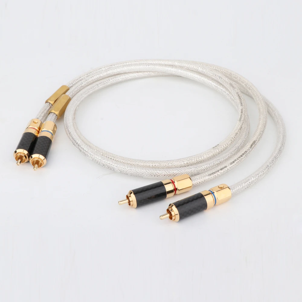 

QED 6N Pure Copper Silver Plated Audio RCA Interconnect Cable With Carbon Fiber Connector Plug