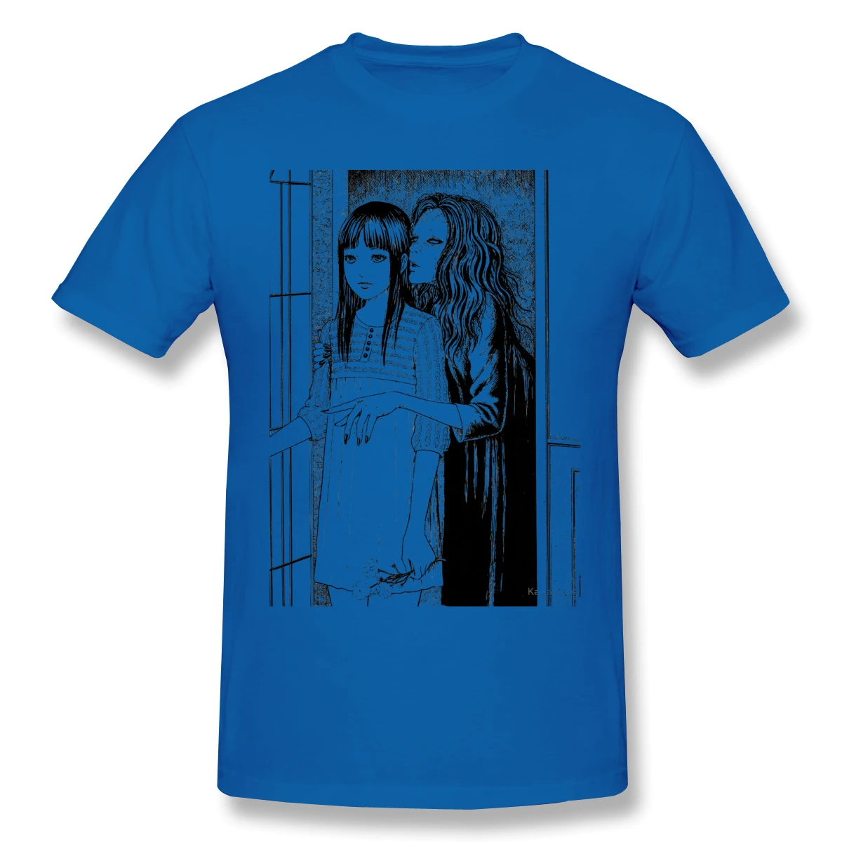 

Whispering Woman Print Cotton Funny T Shirts Junji Ito Men Fashion Streetwear