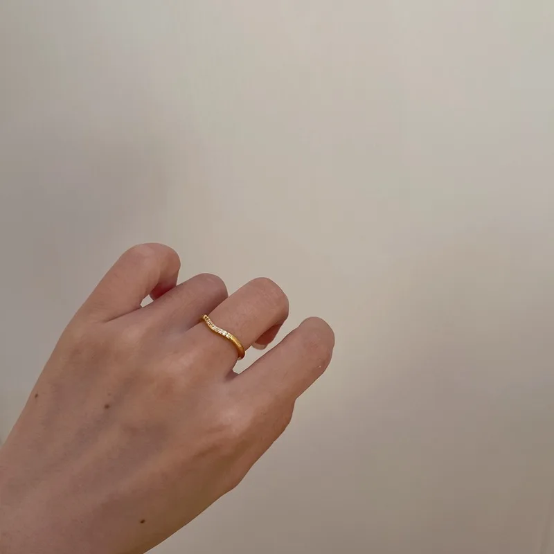 

French Fashion Simple Wave Zircon CZ Rings for Women White Gold Color Wedding Jewelry Ladies Gifts