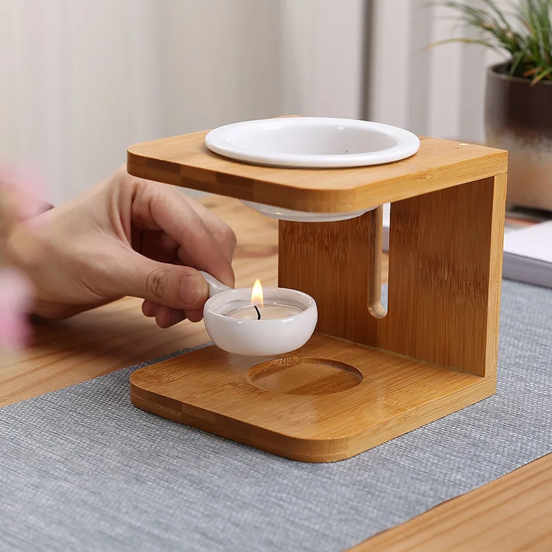 

Candle Fragrance Lamp Oil Furnace Bamboo Frame Aroma Burner Candle Holder Candlestick Vase Aromatherapy Stove Home Decoration