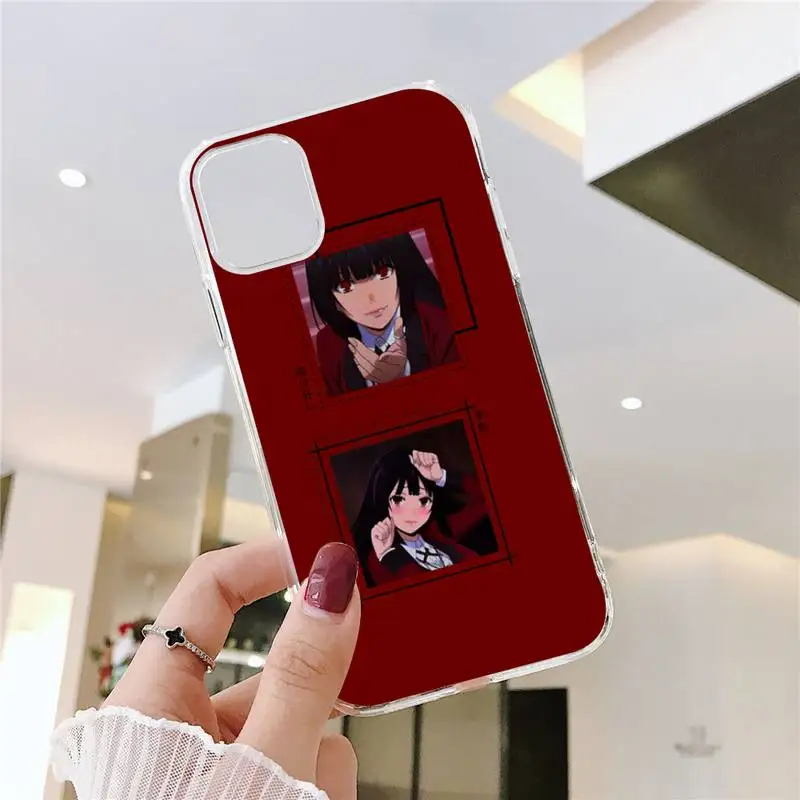 

Japanese Anime Kakegurui Jabami Yumeko Phone Case Transparent for iPhone 6 7 8 11 12 s mini pro X XS XR MAX Plus SE cover funda