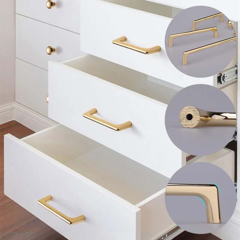 Ручка для мебели дома ручка ящика шкафа круглая квадратная Золотая с отверстием