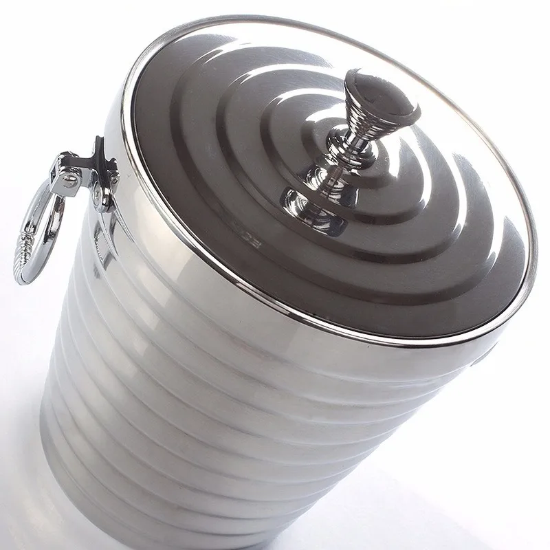 

304 1L/2L Stainless Steel Ice Bucket Portable Double Wall Insulated with Lid Hotel wine Champagne whiskey Beverage beer tools MJ