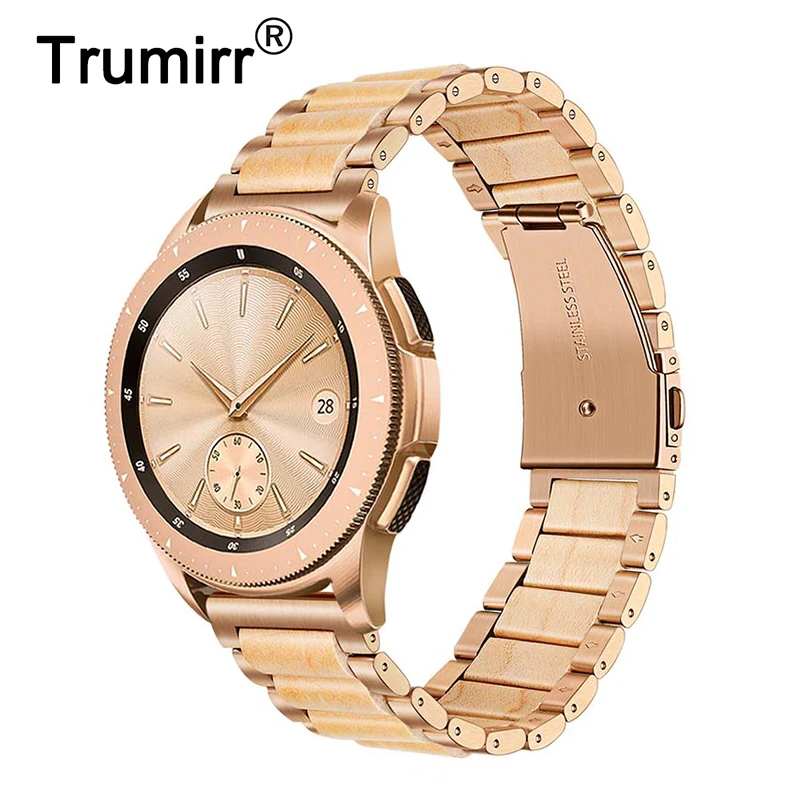 

Ремешок из нержавеющей стали и дерева для часов Samsung Galaxy Watch 42 мм/Watch 4 40 мм 44 мм/Watch 4 Classic 42 мм 46 мм