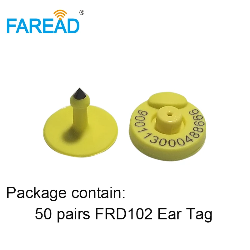 FRD102 50 pairs Прочный пассивный TPU 134,2 кГц FDX-B RFID EID Ушная бирка для свиней, коз, овец, коз, корова, животные, серьги, идентификация скота - Цвет: FRD102 50 pairs