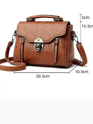 

2021 Crossbody Bag For Women PU Leather Small Square Bag Fashion Shoulder Bag Vintage Lady Handbag Lock Messenge Bag 3 orders