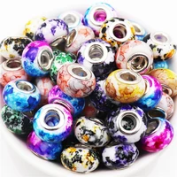 10pcs 2021 new colorful resin big hole round beads fit pandora bracelet women snake chain cord jewelry making accessories kit