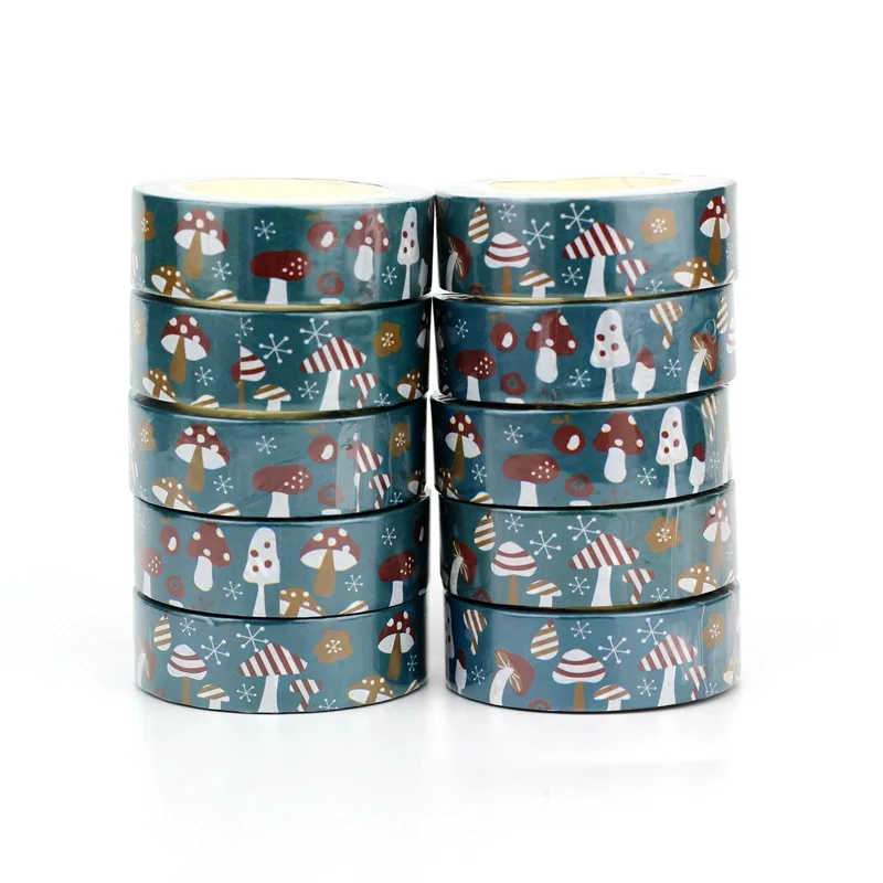 

NEW 10pcs/Lot Decorative Cute Blue Mushrooms Washi Tapes Paper Scrapbooking Planner Adhesive Masking Tape Stationery