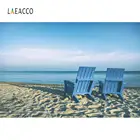 Laeacco летние праздничные фоны для фотосъемки голубое небо белые облака море пляж стул Фото фоны тропический портрет фотозона