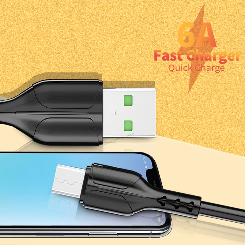 

USB C Liquid Silicone Cable 6A Micro USB Type C Quick Charge Wire Mobile Phone Charging Data Cord For iPhone 12 Pro Max Samsung