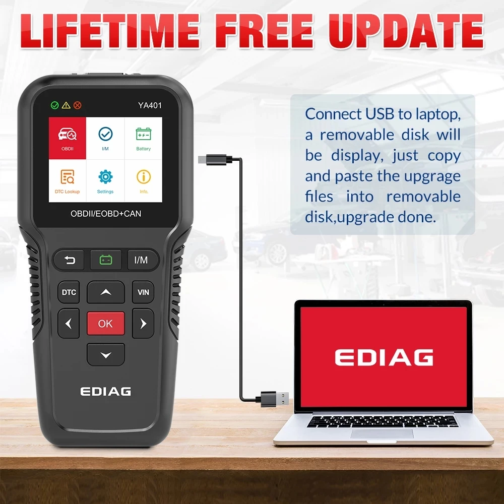 Ediag YA401 obdii code reader Scanner Free update Full OBD2 Functions battery check PK KW850 CR3008 Auto diagnostic tool | Автомобили и