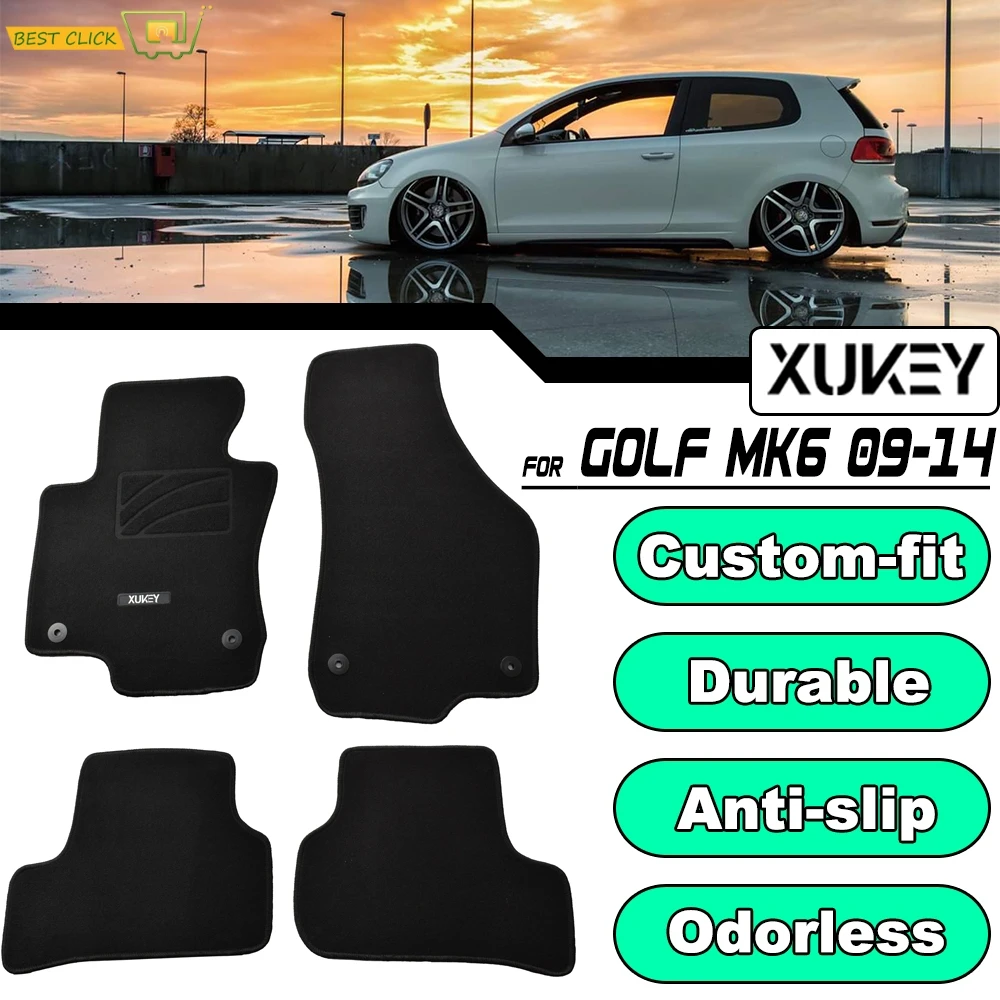 Пользовательские Коврики для VW Golf Mk6 GTI 2009- водонепроницаемый ковер нейлоновый лайнер передний задний 2005 2006 2007 2008 2009