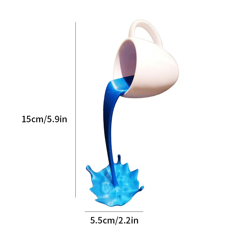 

Suspended Mug Resin Funny Sculpture Pouring Liquid Floating Coffee Cup Home Decoration Ornaments Birthday Gift Multicolor