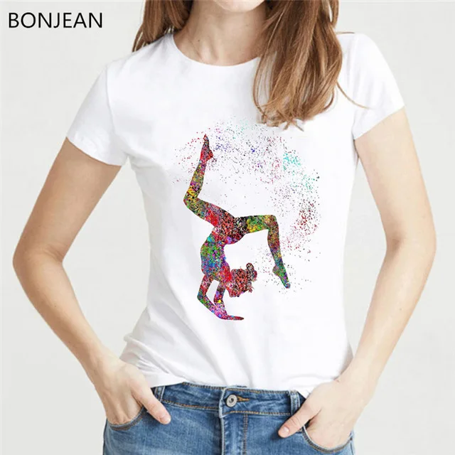 Женская одежда 2019 футболка для волейбола акварелью и графическим принтом