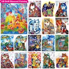 Набор для алмазной живописи 5D сделай сам, набор для алмазной живописи с квадратнымикруглыми стразами, с изображением кошки, абстрактный цветок, подарок для художника