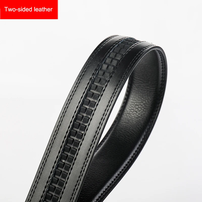 Мужской кожаный ремень роскошный черный из натуральной кожи высокое качество