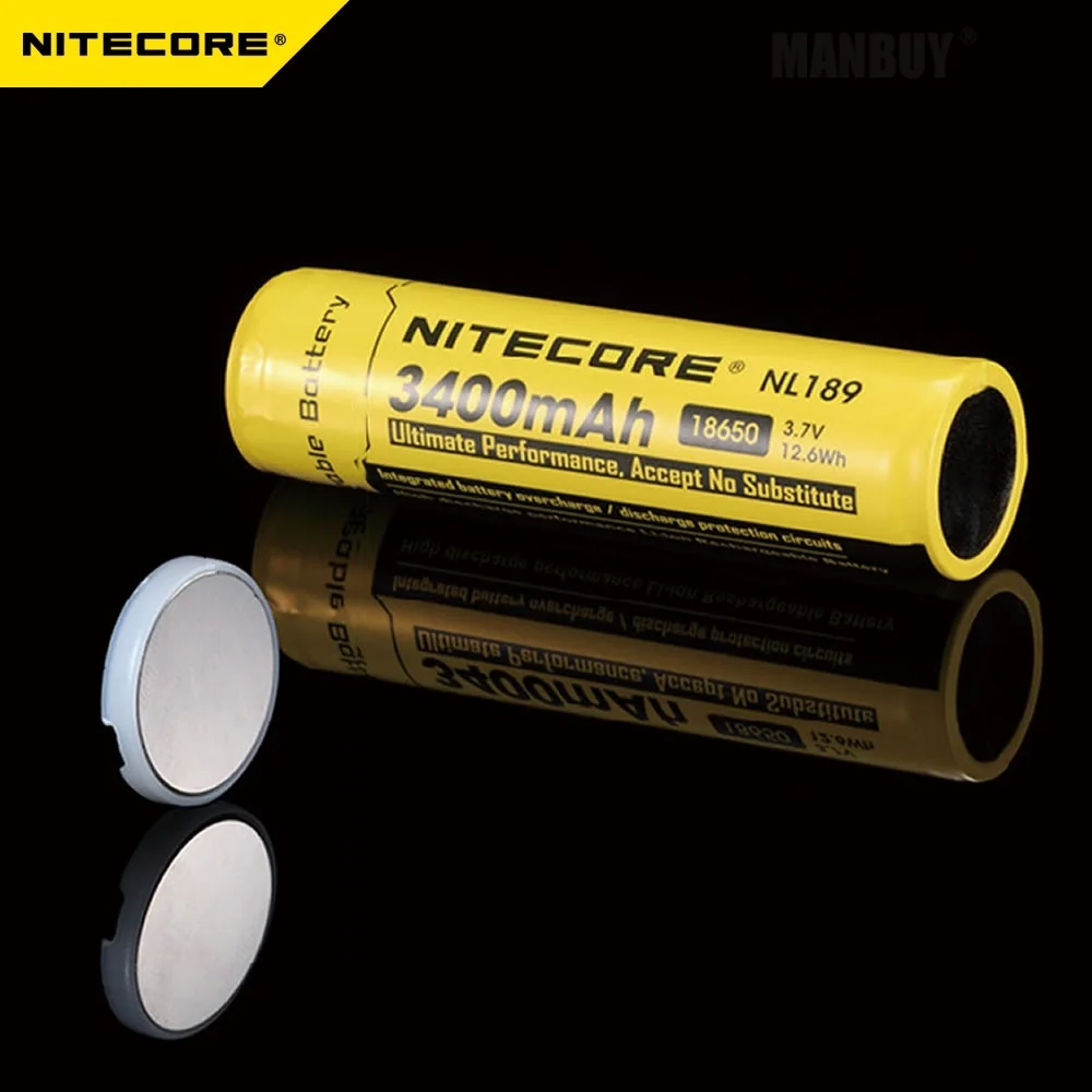 Nitecore NL1834 18650 3400 мА/ч 3 7 в литий-ионная Батарейная кнопка для всех типов фонариков 1