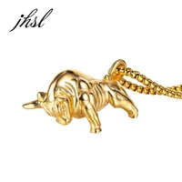 jhsl silver color gold color animal lion pendant necklace for men stainless steel chain fashion male jewelry wholesale