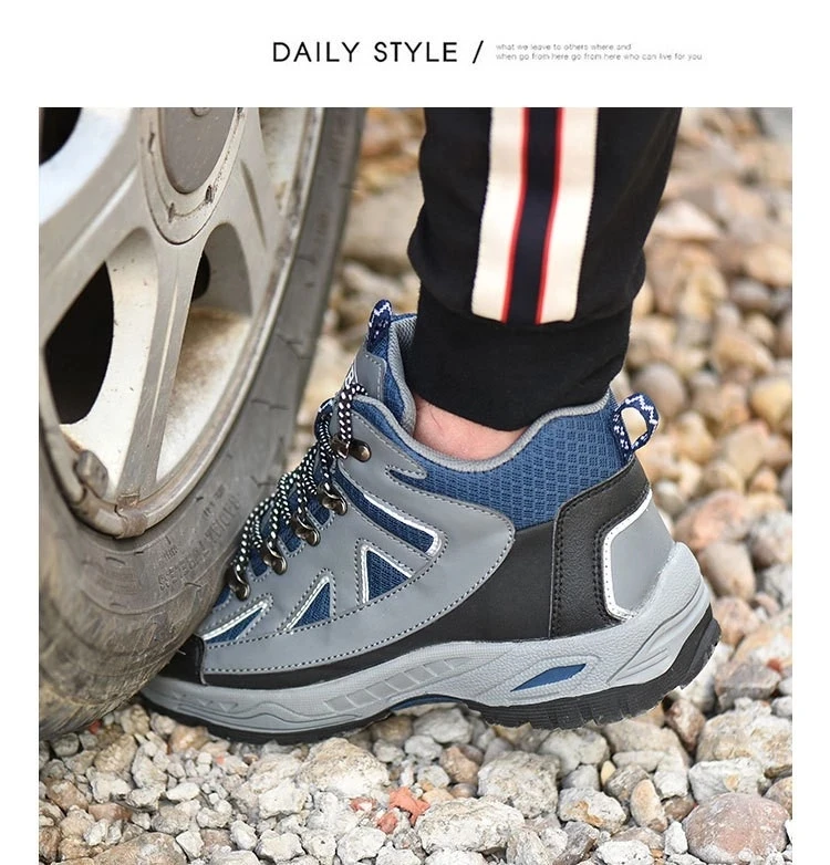 Dropshipping Big Size Night work Reflection Anti-smashing Anti-pirecing Lightweight Breathable Mesh Steel Toe Men Safety Shoes
