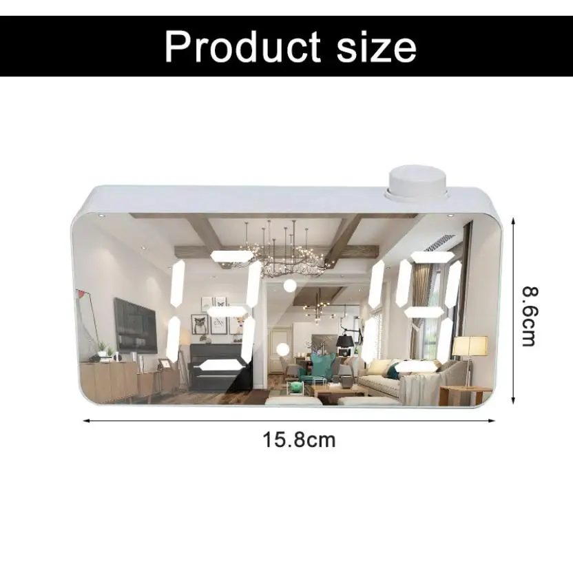 

2020 Rotary Button Mirror Table Clock LED Simple Digital Electronic Desktop Alarm Clock for Time Date and Temperature Display