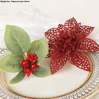 red berry green leaf inner ring 3 5cm napkin ring hotel napkin buckle christmas thanksgiving dinner decoration manager needles