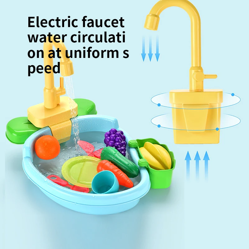 

Kitchen Food Pretend Play Role Playing Game Simulation Kitchen Electric Dishwasher Wash Basin Educational Toy For Girl Kids