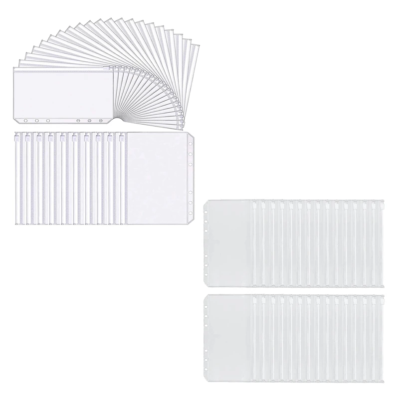 

A6 6-Holes Binder Pockets Waterproof PVC Cash Budget Envelopes Zipper Binder Pouches for A6 Notebook Binders