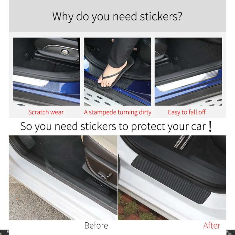 4 шт. наклейки на пороги автомобиля устойчивые к царапинам|Наклейки автомобиль| |