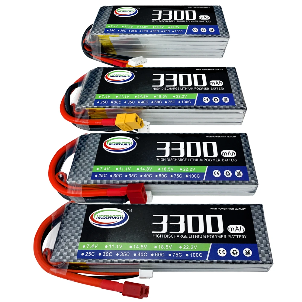 

4S 14.8V 3300mAh 40C Lipo Battery For RC Helicopter Quadcopter Drone Car Boat Airplane Remote Control Toy Li-ion Lithium Battery