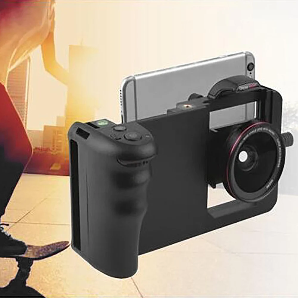 

2 In 1 Wide Angle Macro Lens Rabbit Cage Photography Kit Phone Stabilizer Gimbal Holder For IOS Android Smartphone Camera