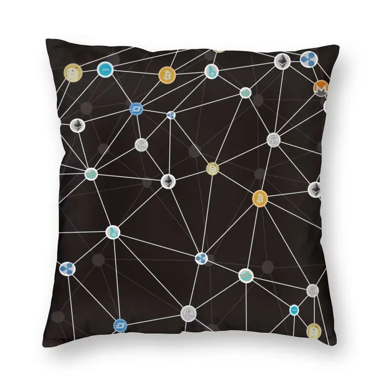 

Роскошная диванная наволочка для подушки в виде биткоина криптовалюты, домашний декор, квадратная цифровая наволочка для эфириума в гостин...