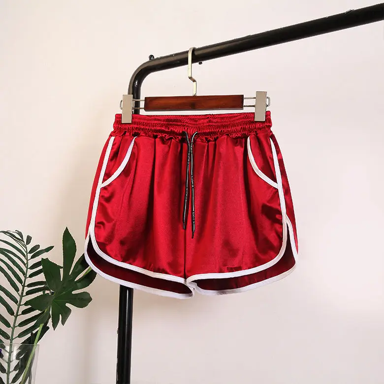 Шорты женские атласные с завышенной талией размера плюс спортивные эластичным