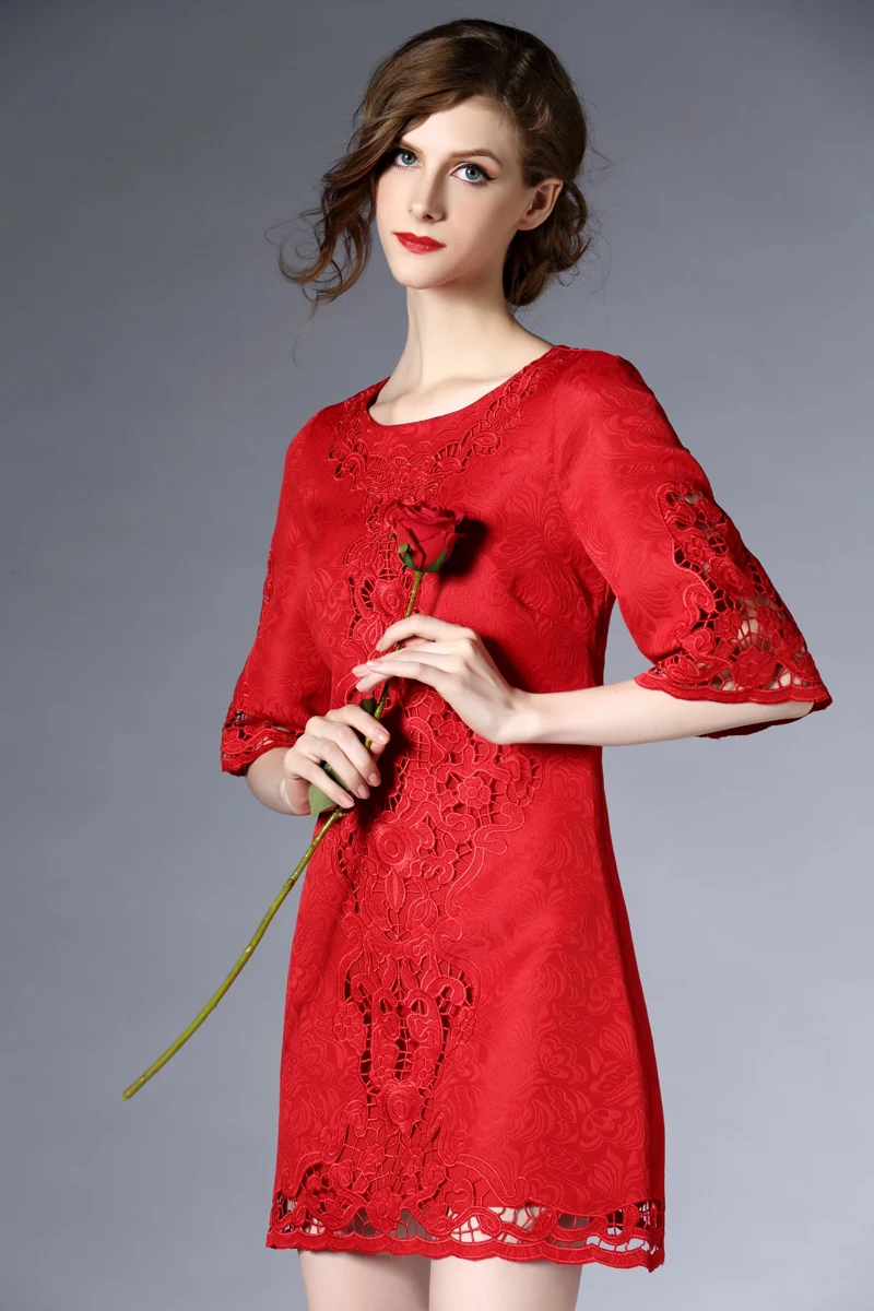 Женское платье с О образным вырезом повседневные дизайнерские платья рукавами 3/4