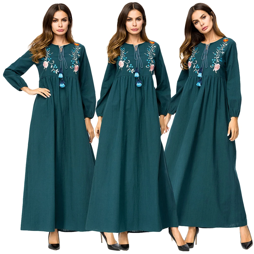 Мусульманское женское платье с вышивкой из Дубая кисти в этническом стиле кафтан
