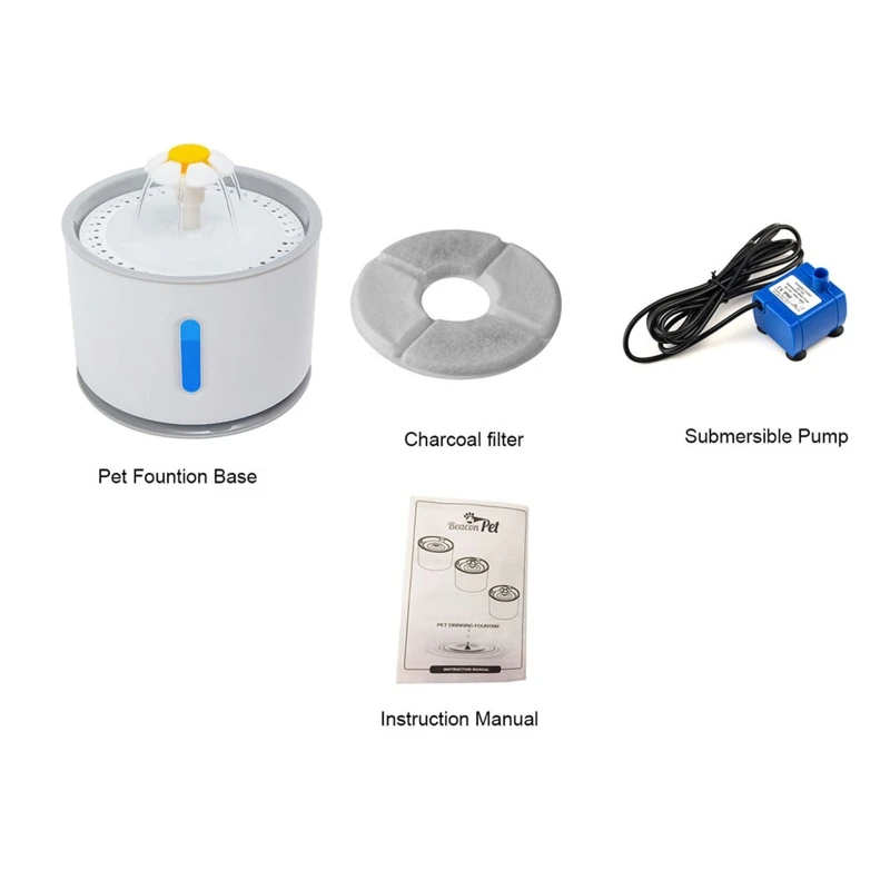 

2.4L Automatic Pet Water Fountain with LED Electric USB Drinker Feeder Bowl