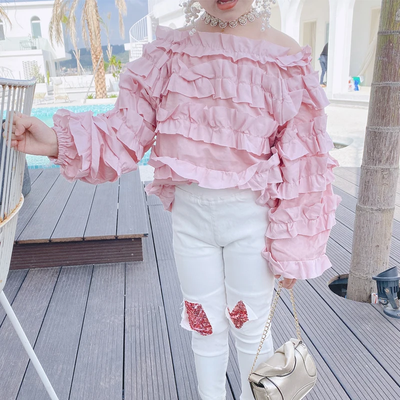 Кружевная рубашка для девочек весенне осенняя коллекция 2020 года новая