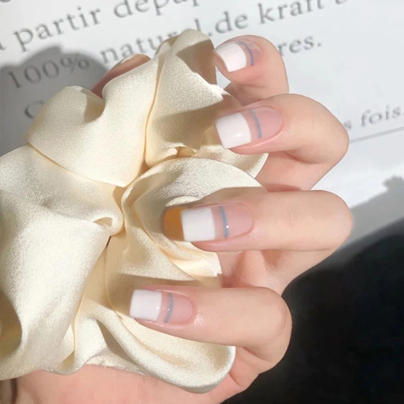 24pcs/Box Full Cover Ballerina Fake Nails Detachable Press on French Gradient False Nail Tis for Manicure Extension | Красота и