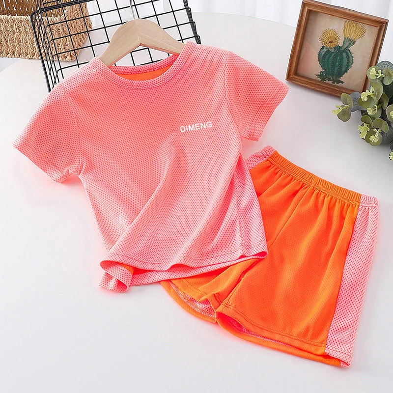 

Children Suit Boys and Girls Quick-drying Short-sleeve Sports Tops and Shorts Two-piece Kids Clothing
