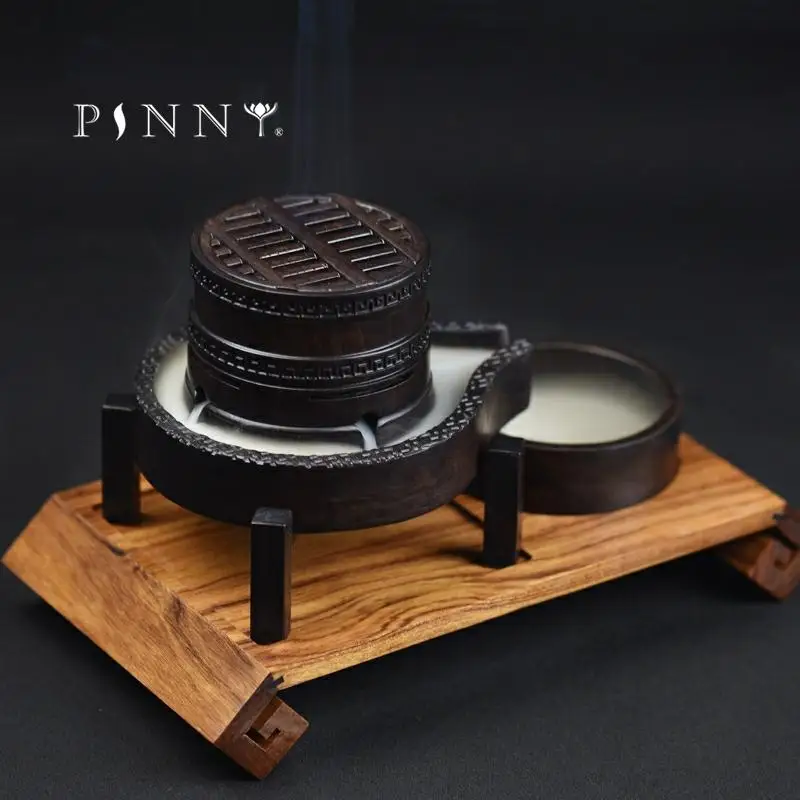 

PINNY креативная деревянная курильница для благовоний, дымовая курильница с обратным потоком, деревянная горелка, катушка, держатель для благ...
