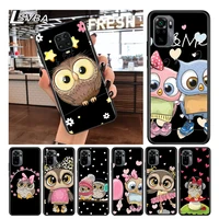 lovely animal owl for xiaomi redmi note 10 10s 9 9t 9s 9pro max 8t 8pro 8 7 6 5 pro 5a 4x 4 soft black phone case