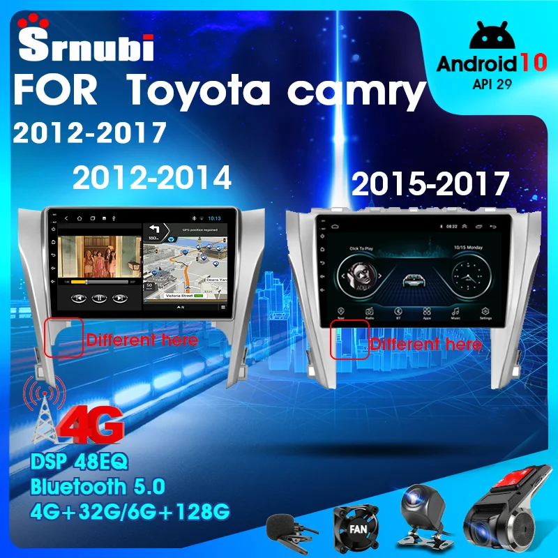 

Android 10 2 Din Car Play Radio for Toyota Camry 2012- 2017 Multimedia Video Touch Screen Player 4G Wifi Speaker MP5 FM Camera