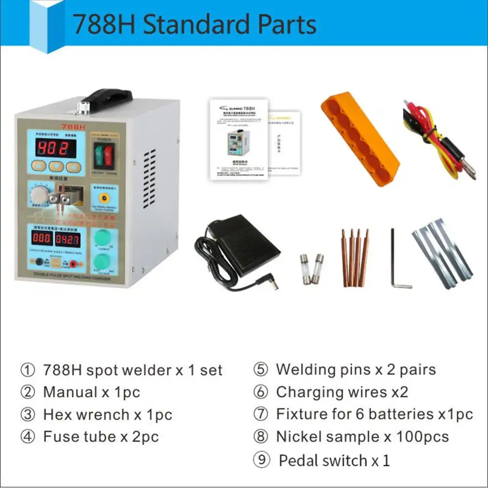 

SUNKKO788H Dual-use Battery Spot Welder USB Pulse Spot Welding Machine for 18650 lithium battery pack production spot welding