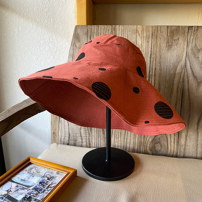 Johnature Causal Fashion Wave Point Print All Match Women Bucket Hat 2021 New Japanese Sunscreen Shadow 5 Colors Femlae Hats