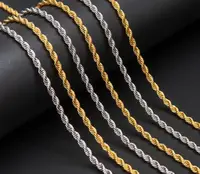 100pcs/lot Gold Color Stainless Steel Twist chains Suitable for Wearing Dog Tags and pendants SN3917