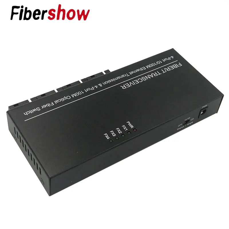 Оптоволоконный переключатель Ethernet 4 RJ45 4 SC оптический медиа конвертер одномодовый волоконно-оптический Порты и разъёмы 10/100 м