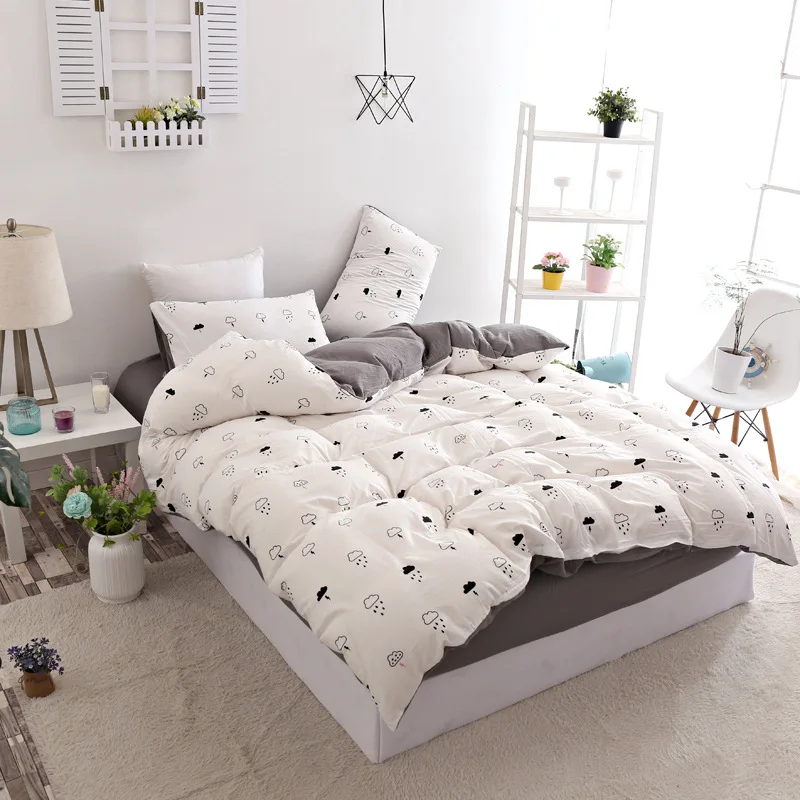 

Nordic Style Bedding Set Fashion AB Design Skin-Friend Cotton Fabric Quilt Cover Sheet Pillowcases Enjoy Soft Night Oceania