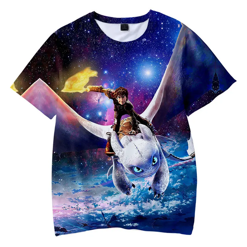

2021 summer anime cute dragon 3D printing T-shirt boys and girls short-sleeved children's cute cartoon top T-shirt