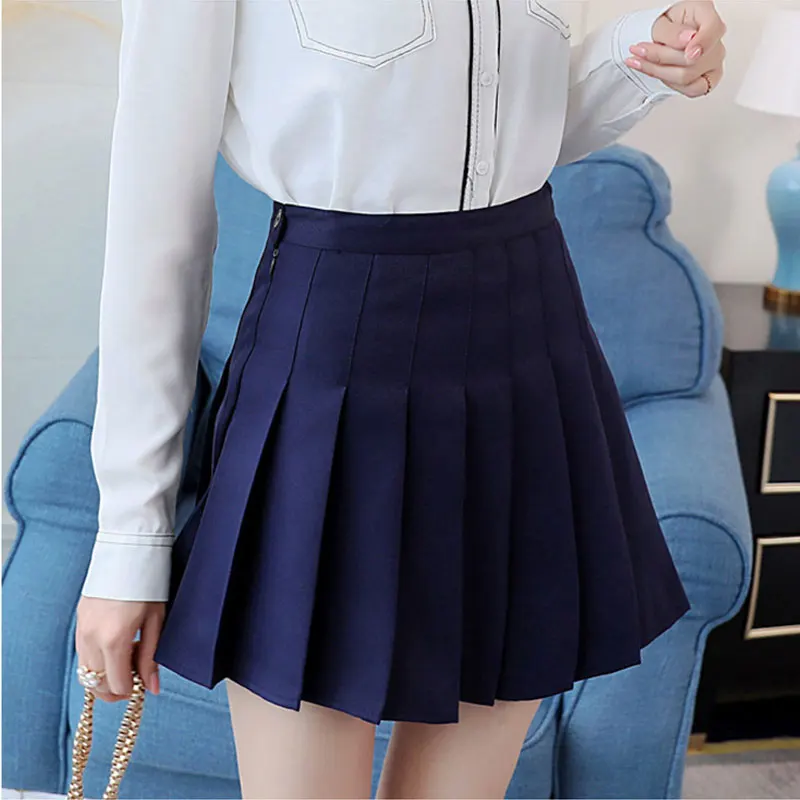 Girls XXL 6 Colors Streetwear Harajuku Skater Skirt Plain Gray White Black Pleated High Waist Korean Kawaii Mini | Женская одежда