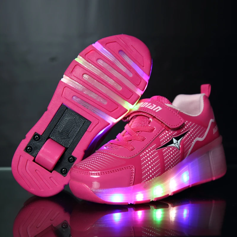 Pink Green Blue Cheap Child Fashion Girls Boys LED Light Roller Skate Shoes For Children Kids Sneakers With Wheels One wheels | Детская