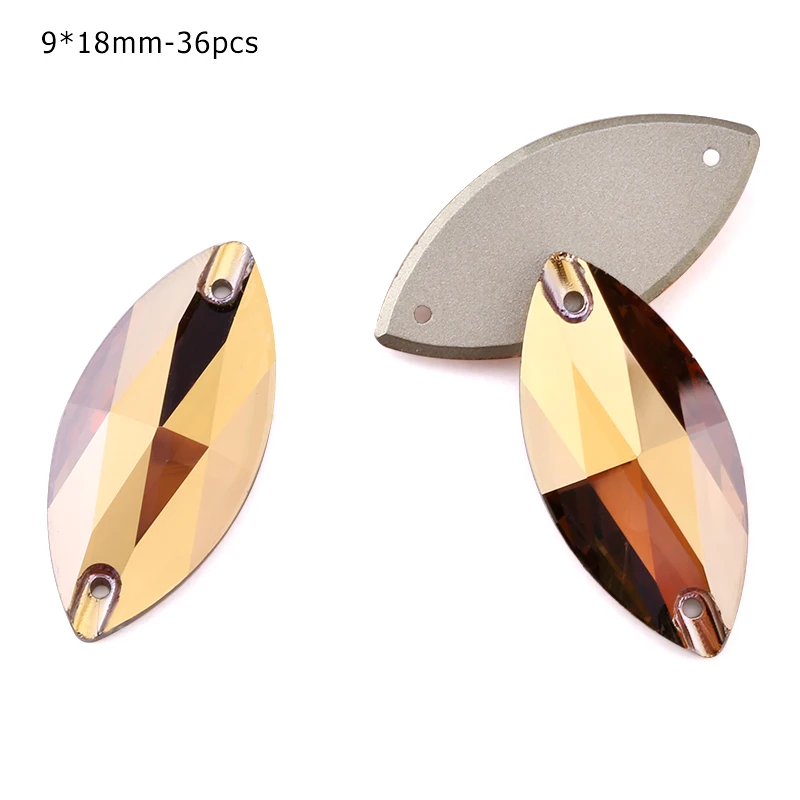 AG 9x18mm - 36pcs ЦЯО АААА Золотой Гематит пришивные стразы, стеклянные бусины, камни, стразы, аппликации для свадебного платья, одежда для рукоделия, швейные кристаллы - Цвет: AG 9x18mm - 36pcs